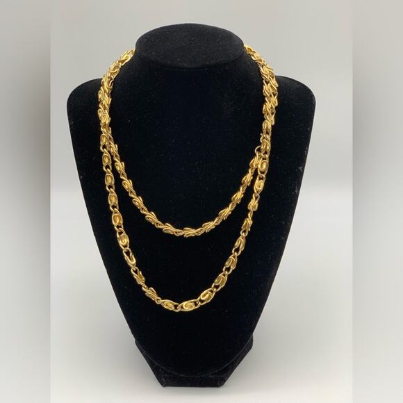 Gold Plated Chain Greek-key Pattern Necklace - Picture 2 of 10